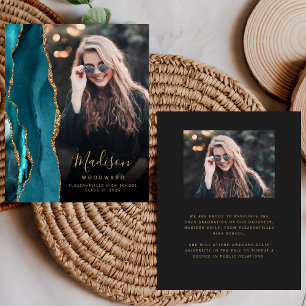 Budget Teal Agate Photo Dark Grad Announcement