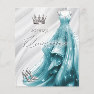 Budget Teal Dress Quinceañera Invitation