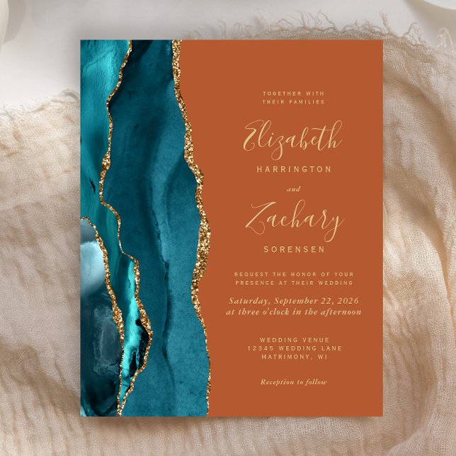 Budget Teal Gold Agate Burnt Orange Rust Wedding (Creator Uploaded)