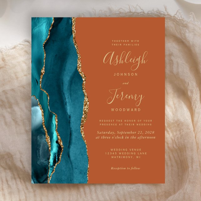 Budget Teal Gold Agate Burnt Orange Rust Wedding (Creator Uploaded)