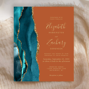 Budget Teal Gold Agate Burnt Orange Rust Wedding