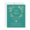 BUDGET Teal Gold Greenery Wreath Wedding Invite