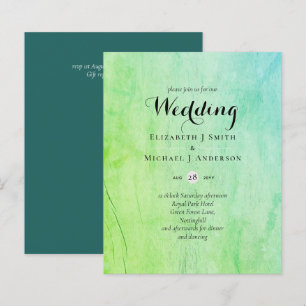 BUDGET Teal Green Wedding Invite