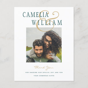 BUDGET Teal Green Wedding PHOTO Thank You Flyer