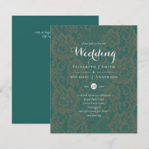 BUDGET Teal Monochromatic Wedding Invite