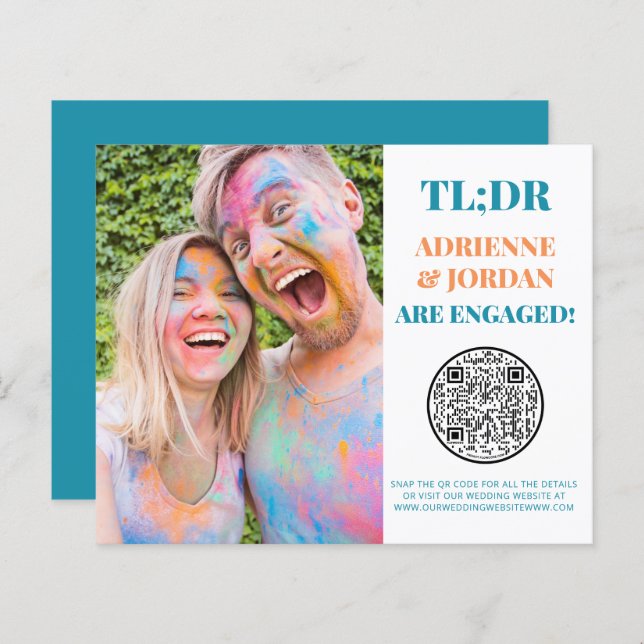 Budget Teal QR Code Fun Photo Engagement (Front/Back)