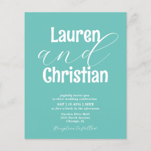 Budget Teal Scripture Wedding Invitation