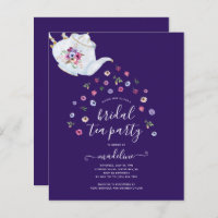 BUDGET Teapot Floral Bridal Tea Party Invitation