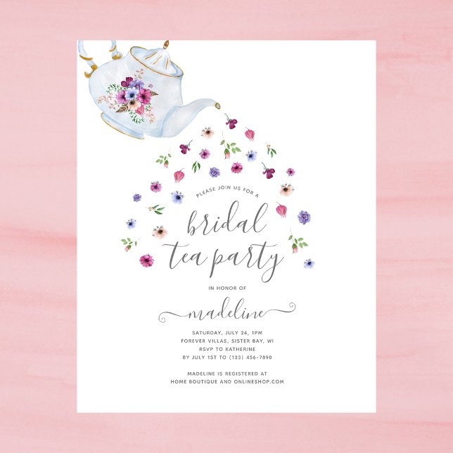 BUDGET Teapot Floral Bridal Tea Party Invitation (Creator Uploaded)