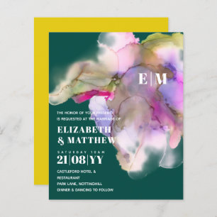 BUDGET Technicolor Watercolor Wedding Invites