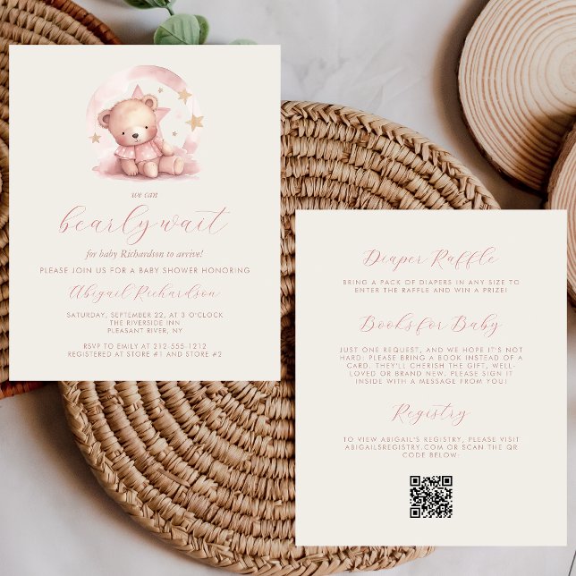 Budget Teddy Bear Pink Girl QR Code Baby Shower (Creator Uploaded)