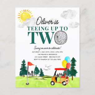 Budget Teeing to Two Golf Boy Golfing 2nd Birthday