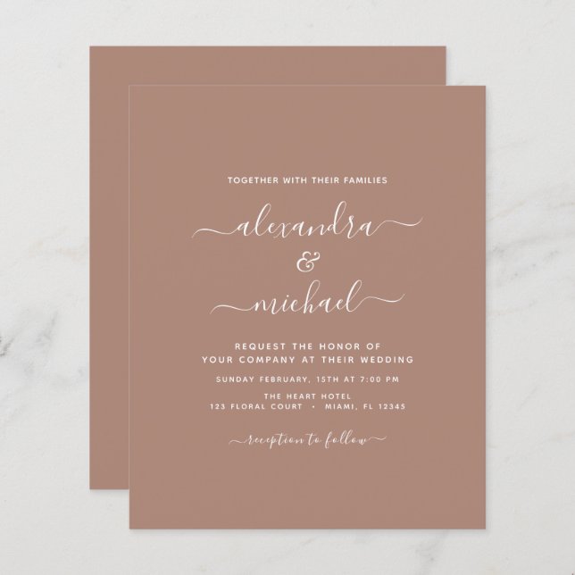Budget Terra Cotta Boho Wedding Modern Simple (Front/Back)