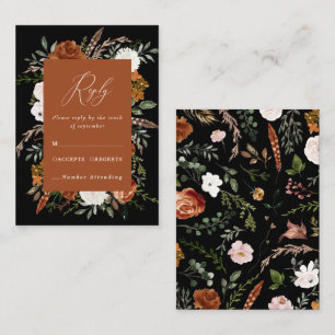 Budget terracotta black floral elegant wedding enclosure card