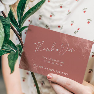 Budget terracotta blush bridal shower thank you card