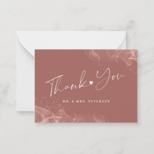 Budget terracotta blush wedding thank you script card