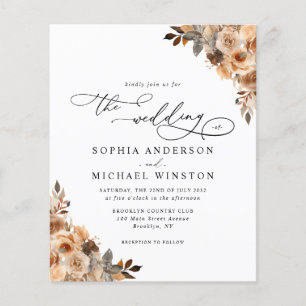Budget Terracotta Boho Floral Wedding Invitation