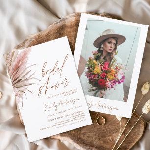 Budget Terracotta Boho Pampas Grass Bridal Shower Flyer