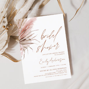 Budget Terracotta Boho Pampas Grass Bridal Shower Flyer