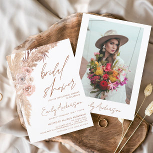 Budget Terracotta Boho Pampas Grass Bridal Shower Flyer