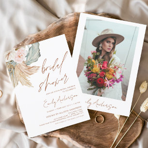 Budget Terracotta Boho Pampas Grass Bridal Shower Flyer