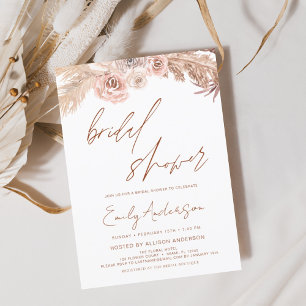 Budget Terracotta Boho Pampas Grass Bridal Shower Flyer