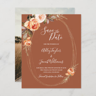 Budget Terracotta Boho Photo Wedding Save the Date