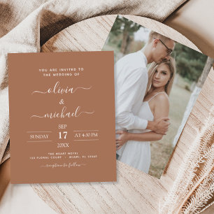 Budget Terracotta Boho Wedding Modern Invitation