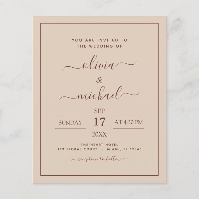 Budget Terracotta Boho Wedding Modern Simple Flyer (Front)