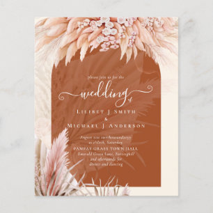BUDGET Terracotta Coral Pampas Grass Wedding Flyer