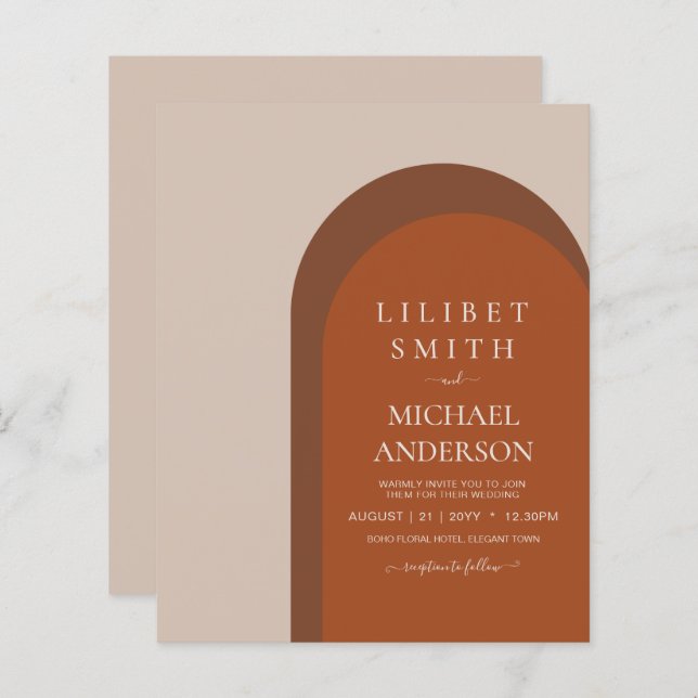 BUDGET Terracotta Earth Tones Bold Wedding (Front/Back)