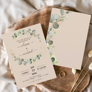 Budget Terracotta Eucalyptus Wedding Invitations