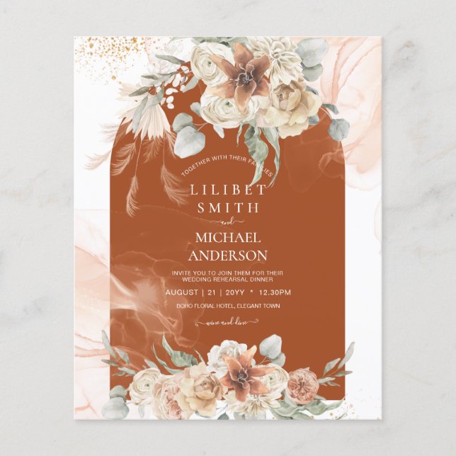 BUDGET Terracotta Floral Pampas Grass REHEARSAL  (Front)