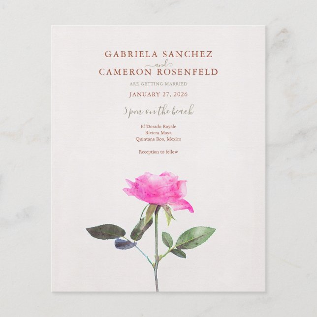 Budget Terracotta Floral QR Code Wedding Invite (Front)