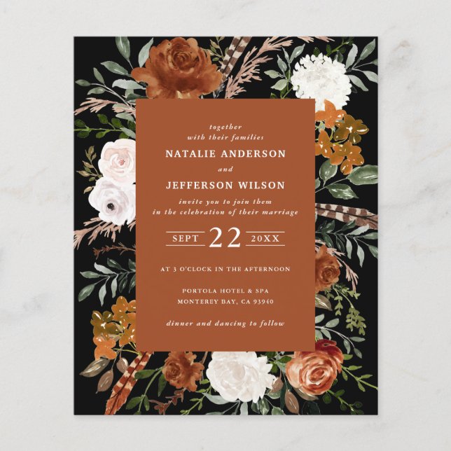 Budget terracotta floral rustic elegant flyer (Front)