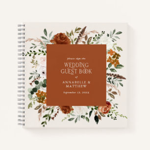 Budget terracotta floral wedding guest book rustic