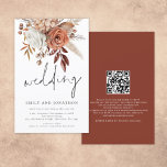 Budget Terracotta Florals Script Wedding Invite<br><div class="desc">A LARGER size 5.5” x 8.5” at a budget price. PLEASE NOTE THE OPTIONAL ENVELOPES ARE A LITTLE BIGGER IN SIZE AT 6.75” x 9” approx. PLEASE NOTE there is ONE per sheet. Budget Terracotta Florals Script Wedding Invitation. Elegant florals and berries and grasses in soft terracotta brown and cream...</div>