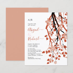 BUDGET Terracotta flowers wedding invitation