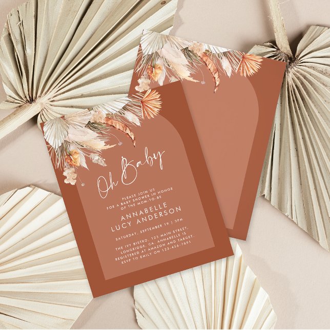 budget terracotta foliage baby shower invitation flyer (Creator Uploaded)