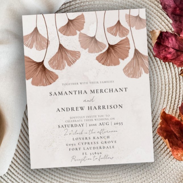 Budget Terracotta Ginkgo Wedding Invitation (Creator Uploaded)