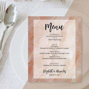 Budget Terracotta Gold Marble Wedding Menu