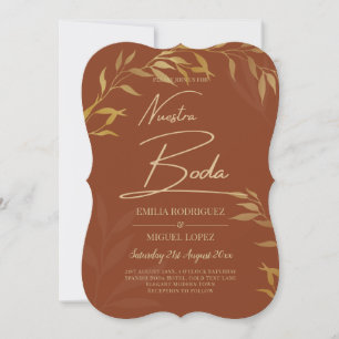 Budget Terracotta GOLD Nuestra Boda Spanish Weddin Invitation