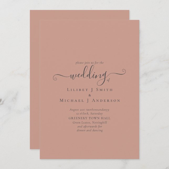 BUDGET Terracotta Monochrome Wedding  (Front/Back)