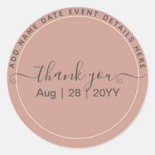 BUDGET Terracotta Monochrome Wedding Classic Round Sticker