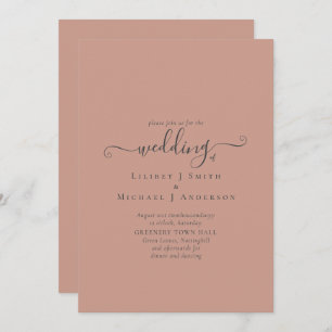 BUDGET Terracotta Monochrome Wedding  Invitation