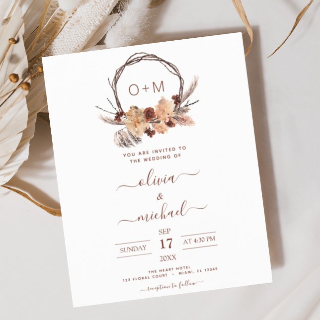 Budget Terracotta Pampas Grass Monogram Wedding (Creator Uploaded)