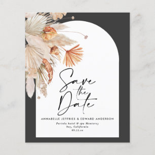 budget terracotta pampas grass save the date flyer