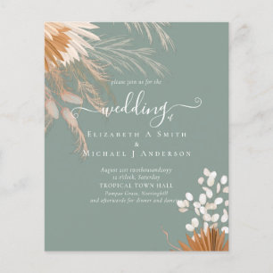 BUDGET Terracotta Pampas Grass Tropical Wedding Flyer