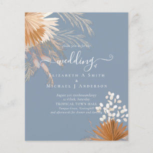 BUDGET Terracotta Pampas Grass Tropical Wedding Flyer