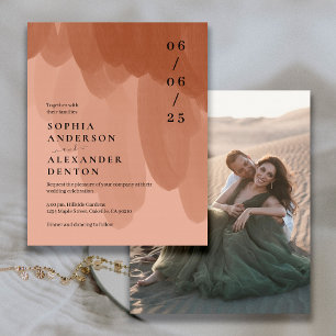 Budget terracotta Photo Wedding Invitation Flyer 